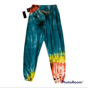 Womens Ed Hardy Sweat Pants Sweatpants Joggers S Tie Dye NWT